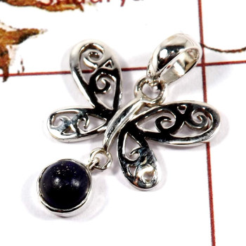 Lapis Cab F - SSP813-925 Silver Butterfly Design Light Weight Pendant With Cab Gemstone Lapis Cab F - SSP813-925 Silver Butterfly Design Light Weight Pendant With Cab Gemstone