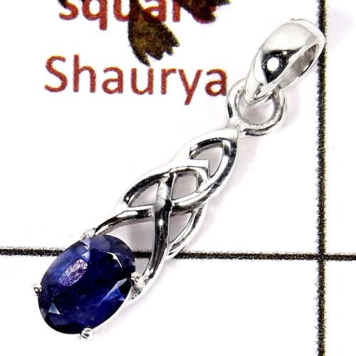 Iolite Cut B - SSP812-925 Silver Celtic Design Light Weight Pendant Amazing Cut Gemstone