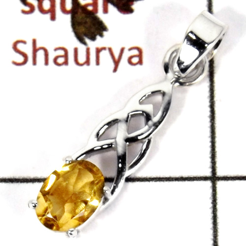 Citrine Cut G - SSP812-925 Silver Celtic Design Light Weight Pendant Amazing Cut Gemstone
