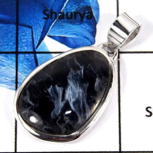 Pietersite Cab A - ISP641-925 Sterling Silver Plain Setting Pendant Natural Blue Pietersite Gemstone Pietersite Cab A - ISP641-925 Sterling Silver Plain Setting Pendant Natural Blue Pietersite Gemstone