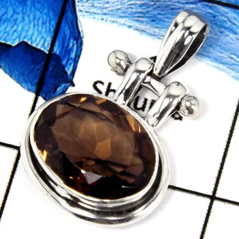 Smokey Cut D - SD547-Exclusive Collection Cut Gemstone Designer Pendant 925 Sterling Silver Smokey Cut D - SD547-Exclusive Collection Cut Gemstone Designer Pendant 925 Sterling Silver