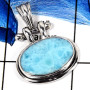 Larimar Cab I - SD546-Solid 925 Sterling Silver Designer Pendant With Cab Gemstone