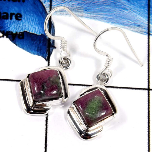 Ruby Zosite A - SDE675-Natural Gemstones Light Weight Designer Earrings 925 Sterling Silver