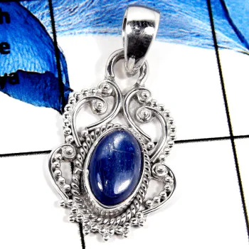 Tanzanite Cab M - SD530-Unique Handmade Cab & Cut Gemstone Designer Pendant 925 Sterling Silver