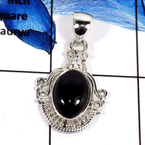 Black Onyx B - SD523-Glamorous Handmade Factory Wholesale Designer Pendants 925 Sterling Silver
