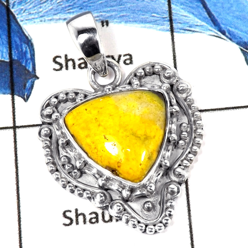 Bumble Bee Cab C - SD521-Stunning 925 Sterling Silver Designer Pendant With Cab Gemstone