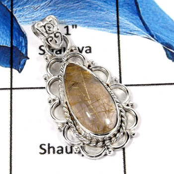 Golden Rutile Cab G - SSP771-Semiprecious Gemstone Designer Pendant Solid 925 Sterling Silver Golden Rutile Cab G - SSP771-Semiprecious Gemstone Designer Pendant Solid 925 Sterling Silver