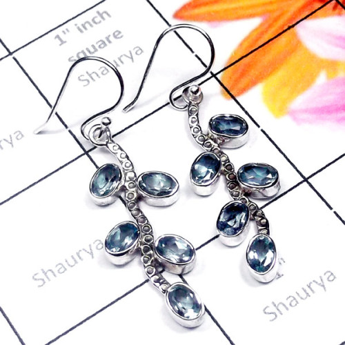 Blue Topaz D - SDE956-Sterling Silver New Design Fabulous Earring