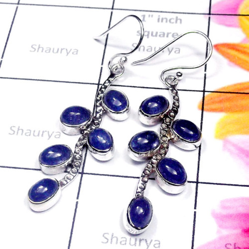 Tanzanite O - SDE956-Sterling Silver New Design Fabulous Earring