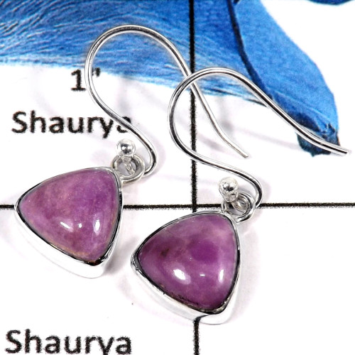 Phosphosiderite Cab A - SPE802-Natural Phosphosiderite Cabochon Stone Plain Setting Earrings 925 Sterling Silver