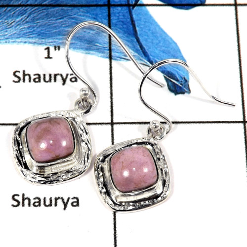 Phosphosiderite Cab D - SPE802-Natural Phosphosiderite Cabochon Stone Plain Setting Earrings 925 Sterling Silver