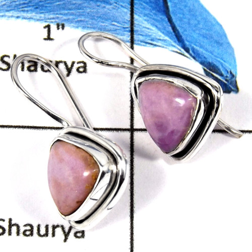 Phosphosiderite Cab E - SPE802-Natural Phosphosiderite Cabochon Stone Plain Setting Earrings 925 Sterling Silver
