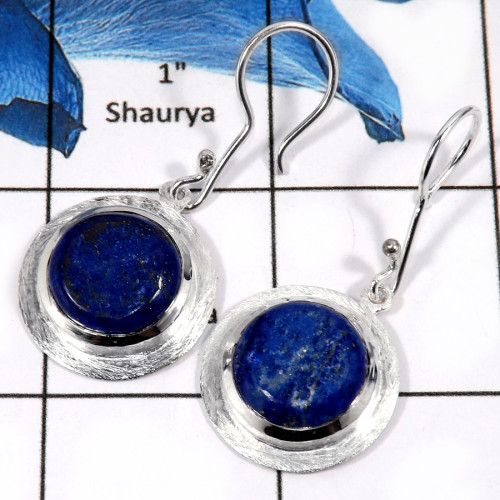 Lapis Druzy E - SPE801-Party Wear Blue Lazuli Lapis Druzy Earrings 925 Sterling Silver Plain Setting
