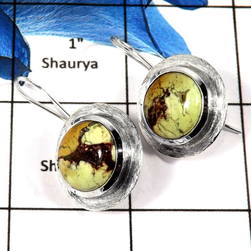 Lemon Chrysoprase Cab F - SPE800-Indian Factory Made Lemon Chrysoprase Earrings Solid 925 Sterling Silver
