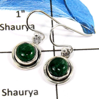 Verdite Stone Cab A - SPE795-Stunning Green Verdite Stone Round Shape Earrings 925 Sterling Silver Verdite Stone Cab A - SPE795-Stunning Green Verdite Stone Round Shape Earrings 925 Sterling Silver
