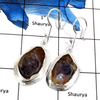 Baby Geodge G - SPE793-Sparkling Natural Baby Geodge Gemstone Earrings 925 Sterling Silver
