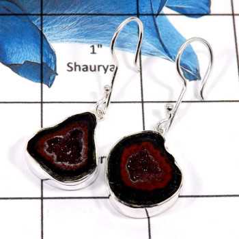 Baby Geodge O - SPE793-Sparkling Natural Baby Geodge Gemstone Earrings 925 Sterling Silver
