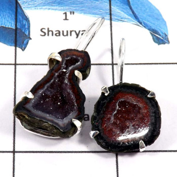 Baby Geodge A - SBP955-Gorgeous Baby Geodge Stone Prong Setting Earrings 925 Sterling Silver
