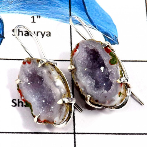 Baby Geodge C - SBP955-Gorgeous Baby Geodge Stone Prong Setting Earrings 925 Sterling Silver Baby Geodge C - SBP955-Gorgeous Baby Geodge Stone Prong Setting Earrings 925 Sterling Silver