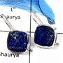 Lapis Druzy C - SPE792-Indian Company Made Blue Lazuli Lapis Druzy Earrings 925 Sterling Silver