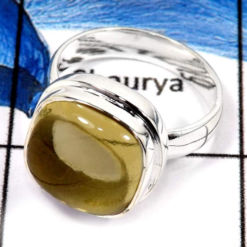 Lemon Quartz Cab C - PSR757-Awesome Lemon Quartz Cab Gemstone Ring 925 Silver Plain Setting Lemon Quartz Cab C - PSR757-Awesome Lemon Quartz Cab Gemstone Ring 925 Silver Plain Setting