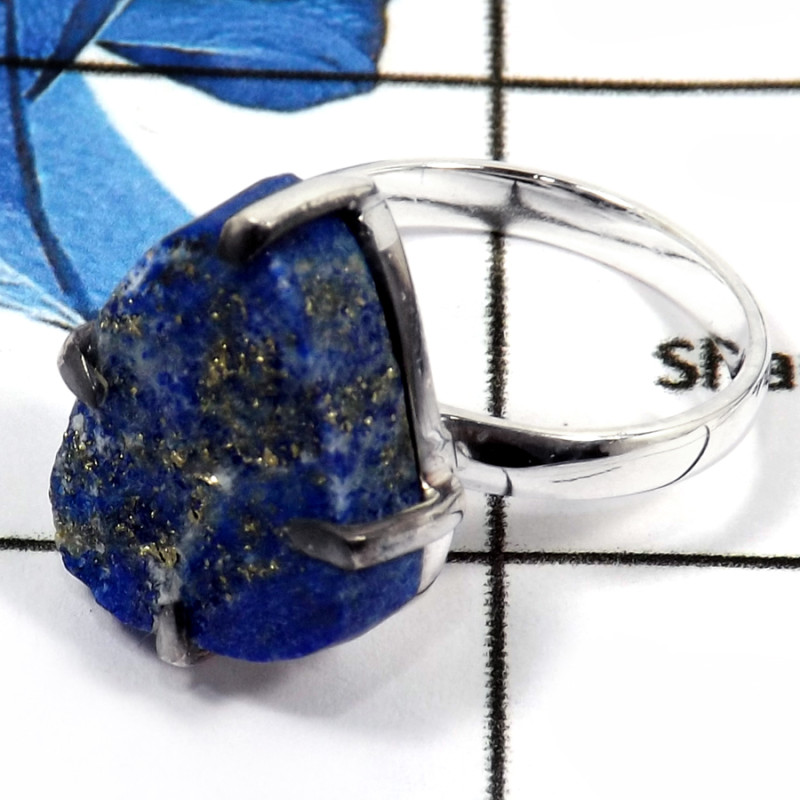 Lapis Druzy D - SPR951-Solid 925 Sterling Silver Prong Setting Rings Natural Blue Lazuli Lapis Druzy