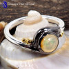 Ethiopian Opal Cab H - SFJ900-Natural Ethiopian Opal Three Tone Light Weight Ring Solid 925 Sterling Silver