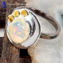 Ethiopian Opal Cab C - SFJ899-Solid 925 Sterling Silver Oval Shape Ethiopian Opal Three Tone Ring