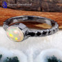 Ethiopian Opal Cab B - SFJ898-Gorgeous Ethiopian Opal Cab Gemstone Two Tone Ring 925 Sterling Silver