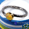 Ethiopian Opal Cab O - SFJ897-Classic Ethiopian Opal Light Weight Two Tone Ring Solid 925 Sterling Silver