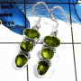 Peridot Cut D - SPE783-Newly Handmade Design Cab & Cut Gemstone Earrings 925 Sterling Silver Plain Setting