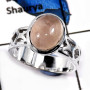 Rose Quartz Cab A - SCR807-Solid 925 Sterling Silver Casting Ring With Semiprecious Cab Gemstone