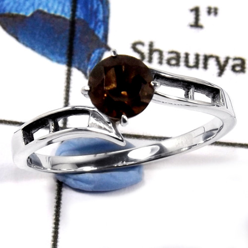 Smokey Cut B - SCR804-Natural Cut Gemstone 925 Sterling Silver Wholesale Casting Rings