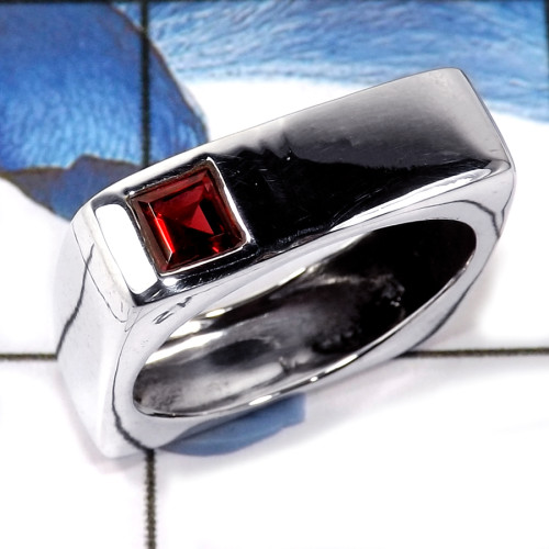 Garnet Cut B - SCR801-Solid 925 Sterling Silver Party Look Cut Gemstone Casting Ring