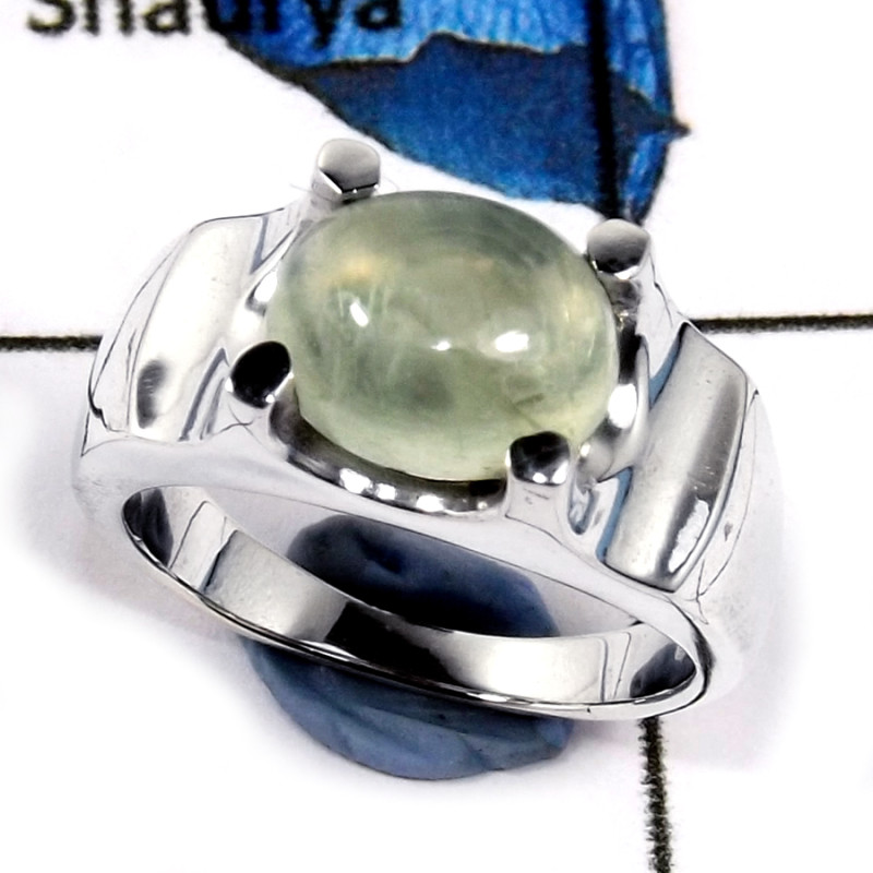 Prehnite Cab D - SCR800-Semiprecious Cab Gemstone Casting Ring Solid 925 Sterling Silver