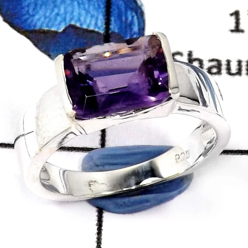 Amethyst Cut E - SCR798-Indian Company Made 925 Silver Casting Ring With Natural Cut Gemstone Amethyst Cut E - SCR798-Indian Company Made 925 Silver Casting Ring With Natural Cut Gemstone