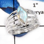Rainbow Moonstone Cut I - SCR798-Indian Company Made 925 Silver Casting Ring With Natural Cut Gemstone