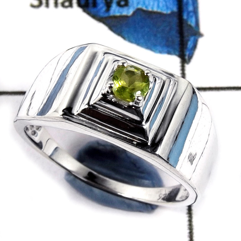 Peridot Cut O - SCR796-Party Look Cut Gemstone Solid 925 Sterling Silver Casting Ring