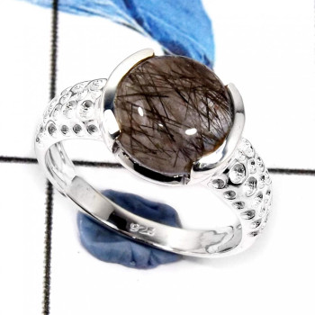 Black Rutile Cab A - SCR795-925 Sterling Silver Gorgeous Cab Gemstone Casting Design Ring Black Rutile Cab A - SCR795-925 Sterling Silver Gorgeous Cab Gemstone Casting Design Ring
