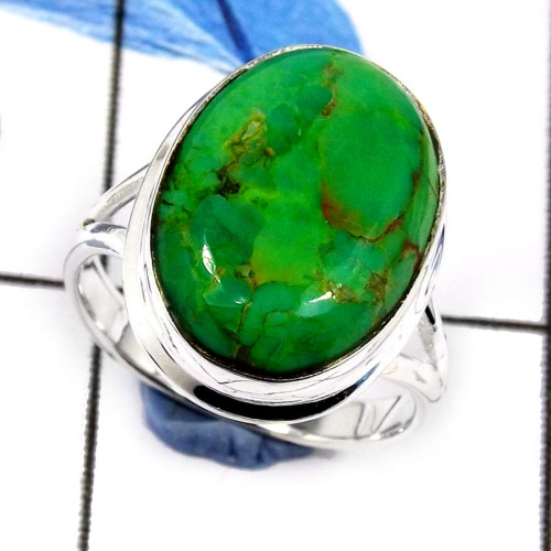 Green Copper Turquoise Cab C - SCR795-925 Sterling Silver Gorgeous Cab Gemstone Casting Design Ring Green Copper Turquoise Cab C - SCR795-925 Sterling Silver Gorgeous Cab Gemstone Casting Design Ring