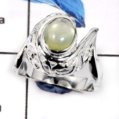 Prehnite Cab G - SCR795-925 Sterling Silver Gorgeous Cab Gemstone Casting Design Ring Prehnite Cab G - SCR795-925 Sterling Silver Gorgeous Cab Gemstone Casting Design Ring