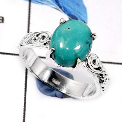 Turquoise Cab O - SCR795-925 Sterling Silver Gorgeous Cab Gemstone Casting Design Ring Turquoise Cab O - SCR795-925 Sterling Silver Gorgeous Cab Gemstone Casting Design Ring