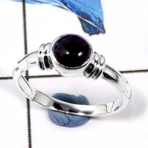 Charoite Cab A - CMJ840-Solid 925 Sterling Silver Cab Gemstone Light Weight Wholesale Ring
