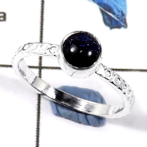 Blue Sandstone Cab C - CMJ840-Solid 925 Sterling Silver Cab Gemstone Light Weight Wholesale Ring