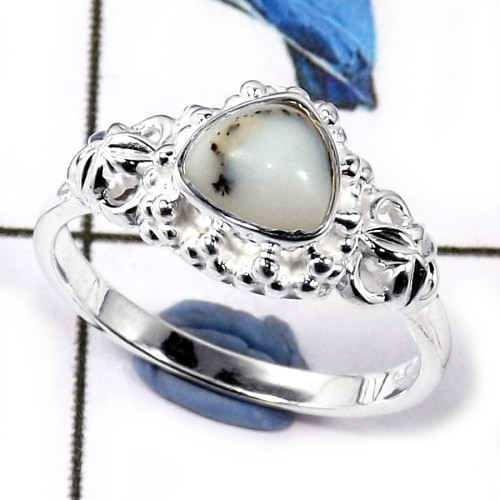 Dendritic Agate Cab D - CMJ840-Solid 925 Sterling Silver Cab Gemstone Light Weight Wholesale Ring