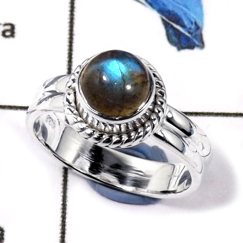 Labradorite Cab F - CMJ840-Solid 925 Sterling Silver Cab Gemstone Light Weight Wholesale Ring