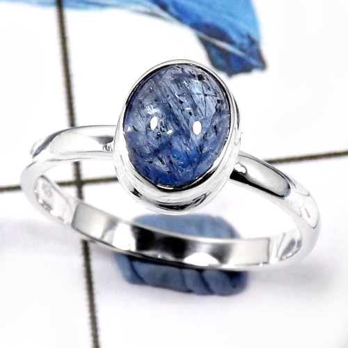 Tanzanite Cab H - CMJ839-Amazing Cabochon Gems 925 Sterling Silver Light Weight Ring