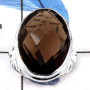 Smokey Cut F - CMJ838-Party Look Semiprecious Cut Gemstone 925 Sterling Silver Ring