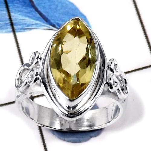 Citrine Cut J - CMJ838-Party Look Semiprecious Cut Gemstone 925 Sterling Silver Ring
