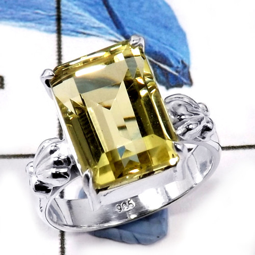 Citrine Cut O - CMJ838-Party Look Semiprecious Cut Gemstone 925 Sterling Silver Ring
